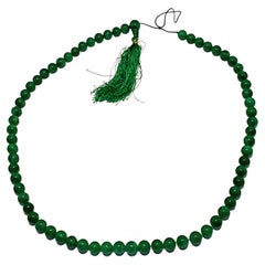 Vintage or Antique Emerald Green Jadeite Necklace, Mala, or Prayer Beads