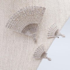 Vintage ORA Fan Brooch and Earrings set