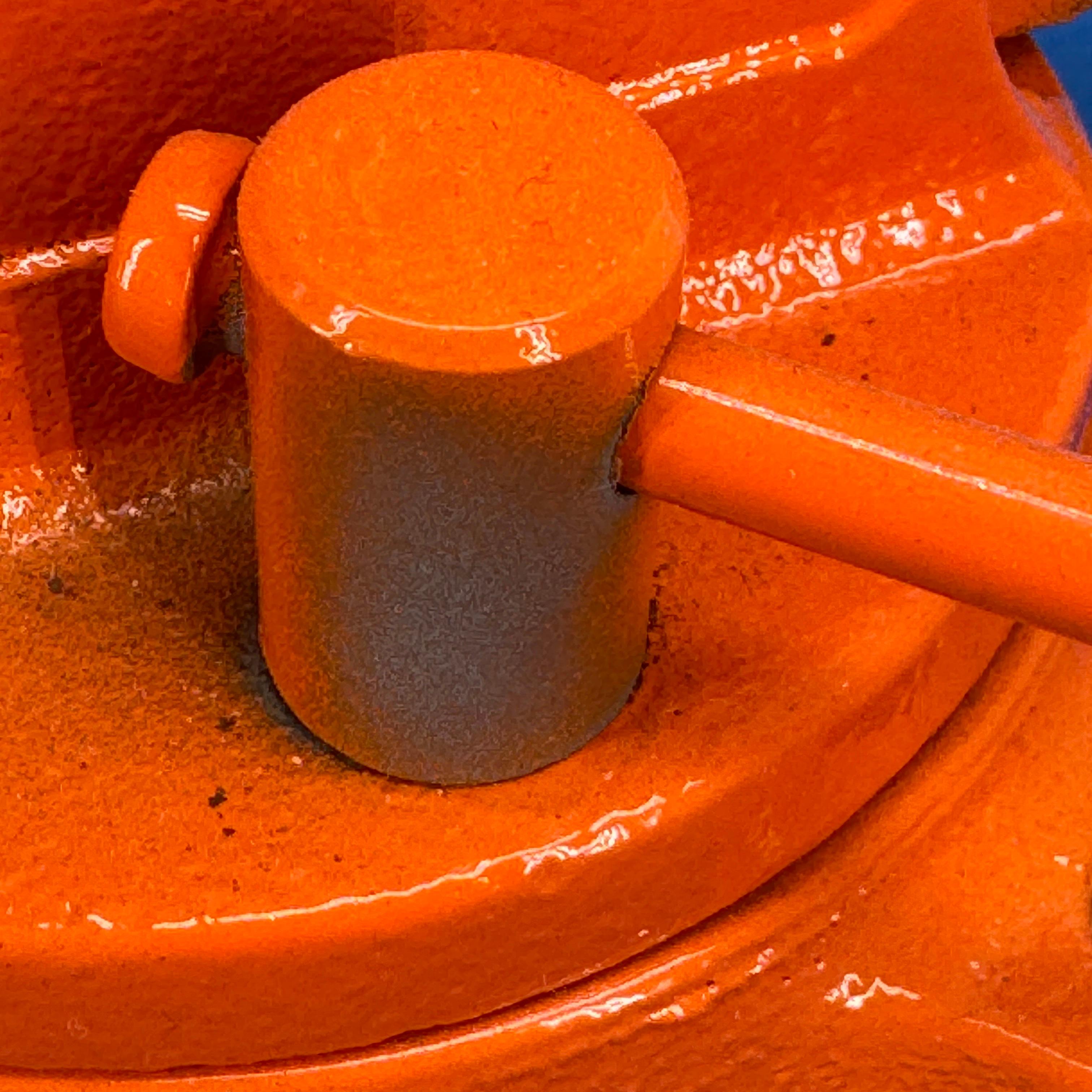 Vintage Orange 3 1/2 Inch Iron Vice by Dunlap 2