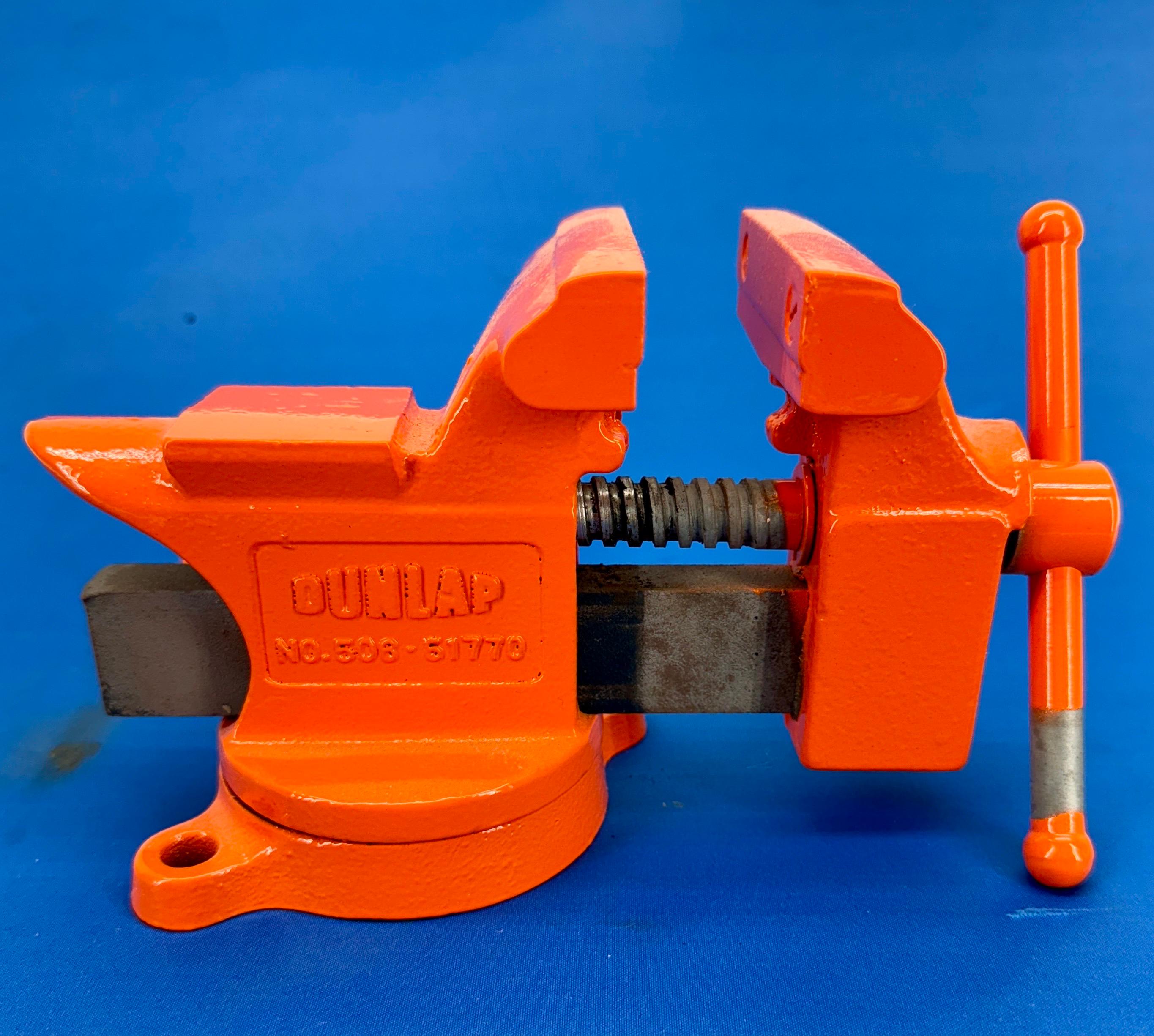 Vintage Orange 3 1/2 Inch Iron Vice by Dunlap 4