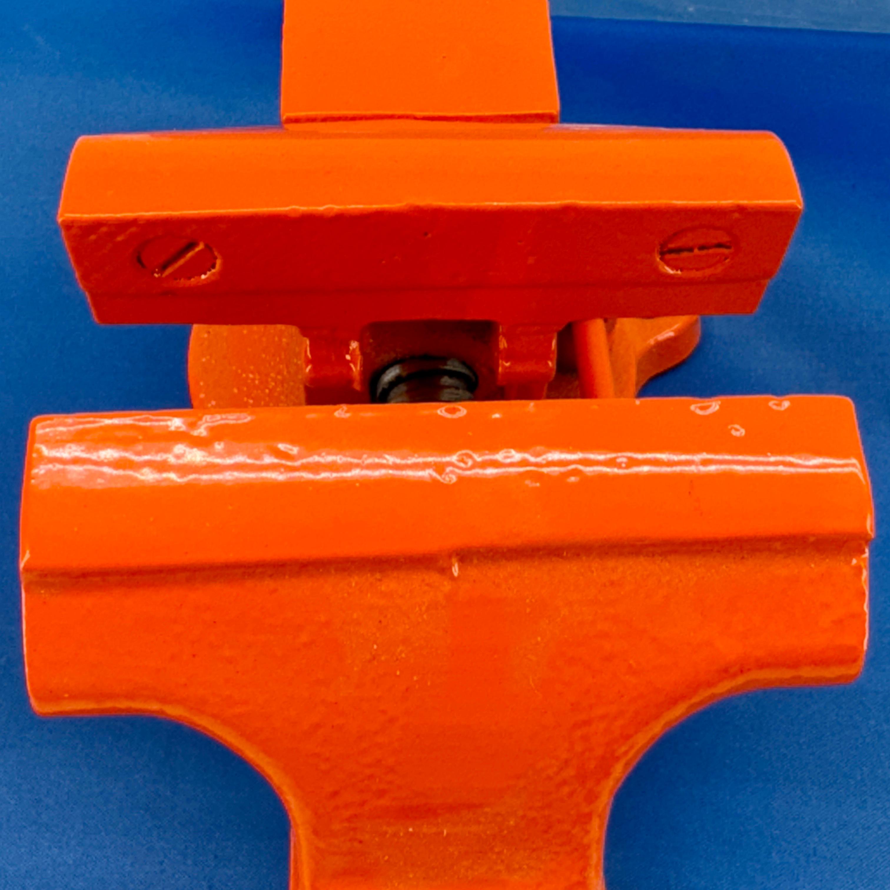 Vintage Orange 3 1/2 Inch Iron Vice by Dunlap 5