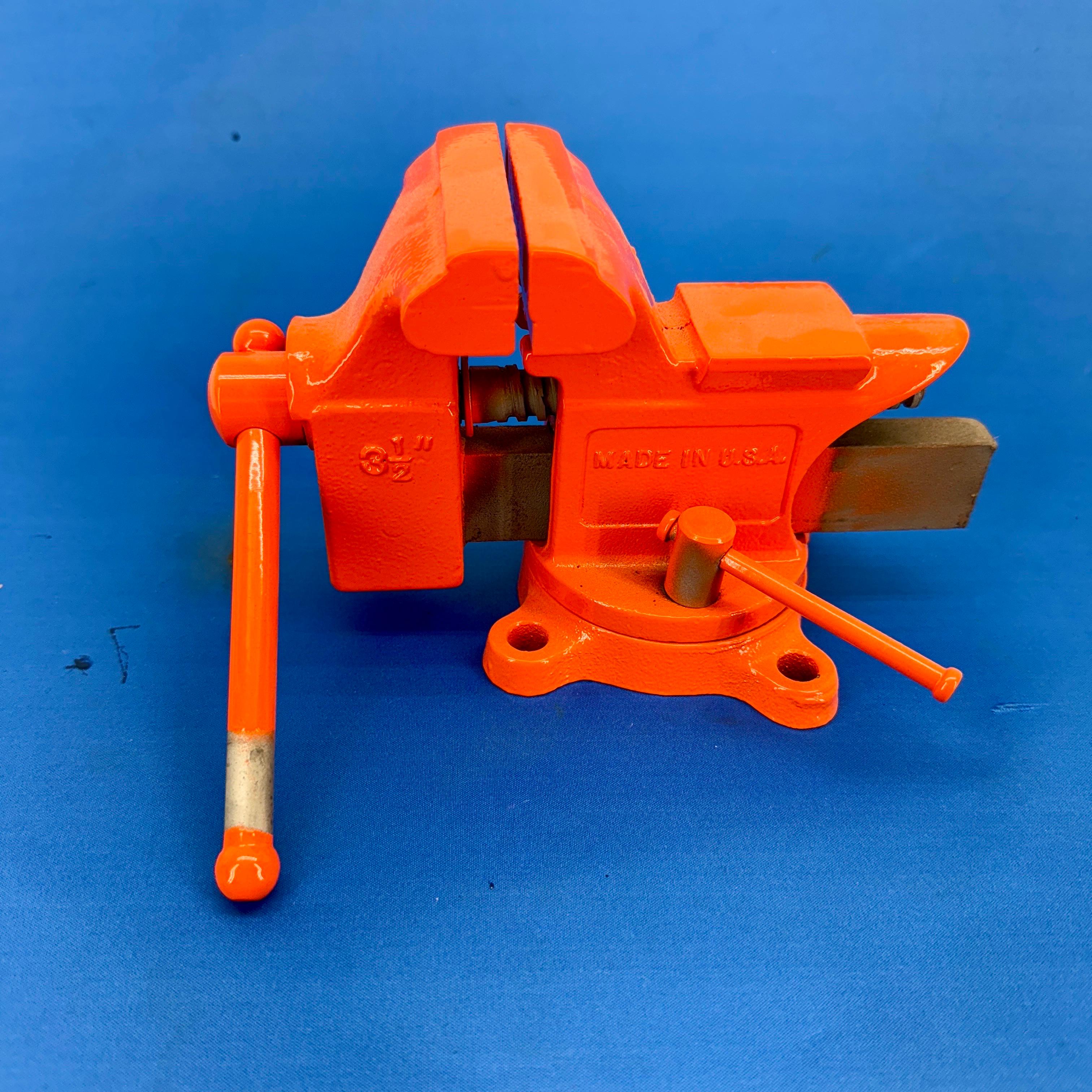 American Vintage Orange 3 1/2 Inch Iron Vice by Dunlap