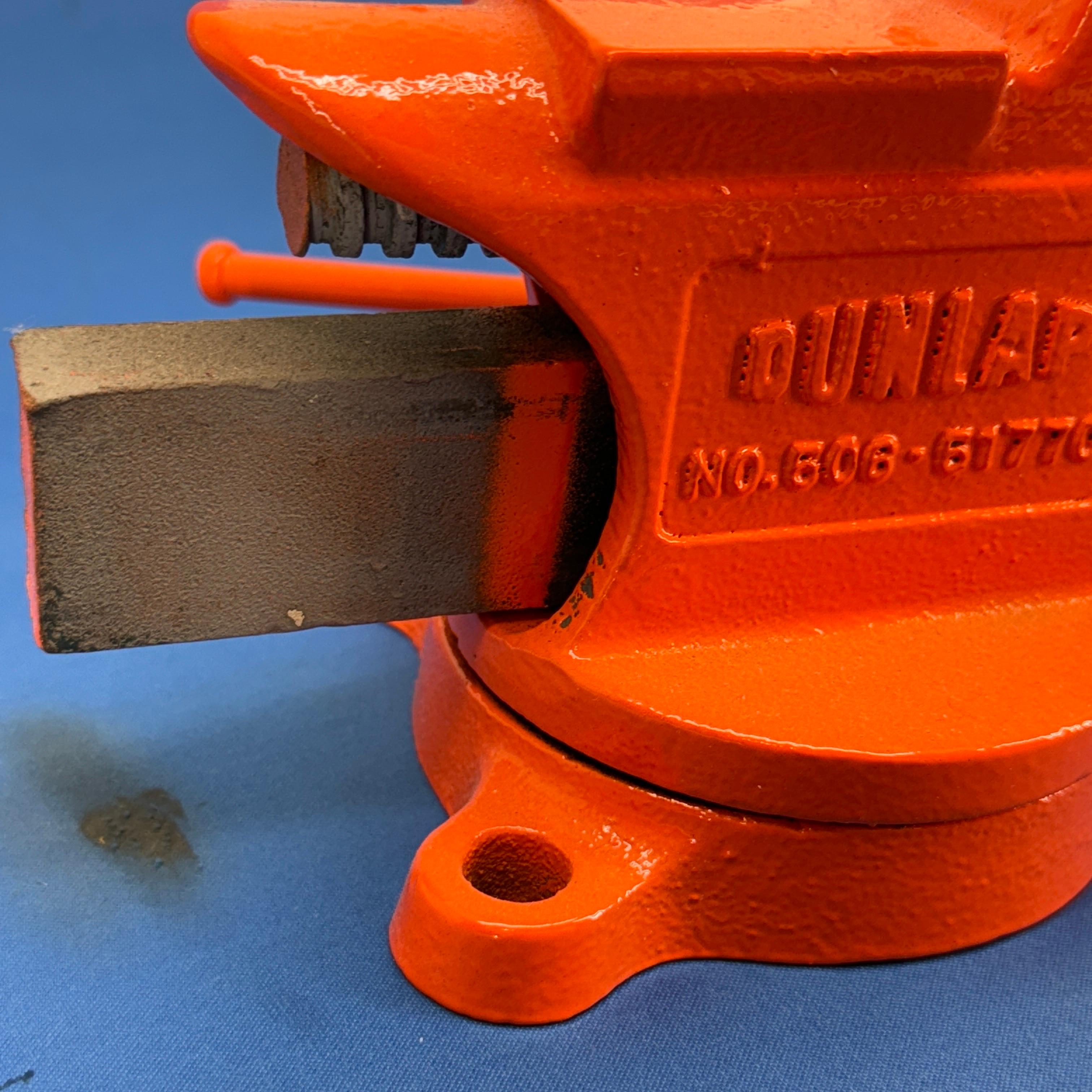 20th Century Vintage Orange 3 1/2 Inch Iron Vice by Dunlap