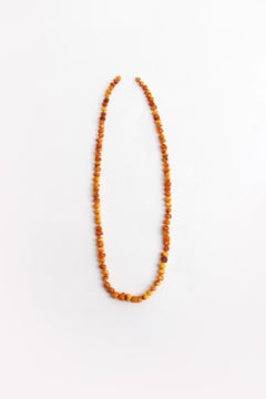 Vintage Orange Amber Beaded Necklace, 1960