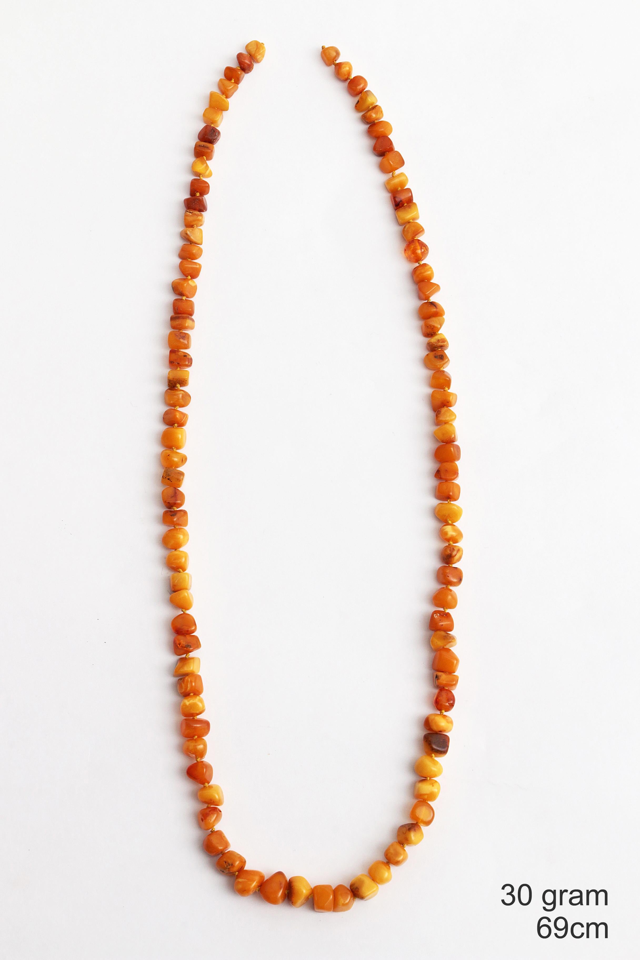 Baltic Vintage Orange Amber Beaded Necklace, 1960 For Sale