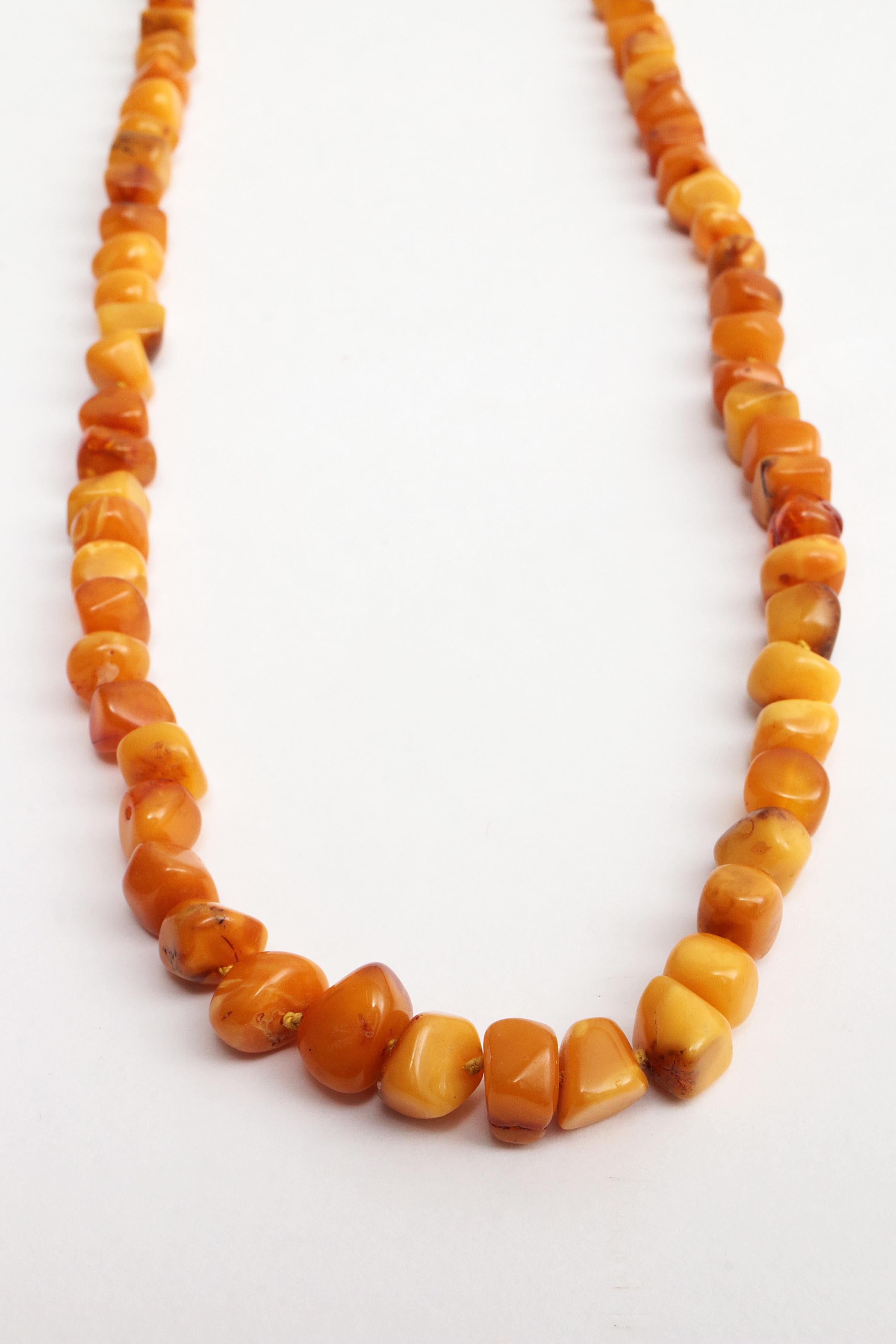 Mid-20th Century Vintage Orange Amber Beaded Necklace, 1960 For Sale