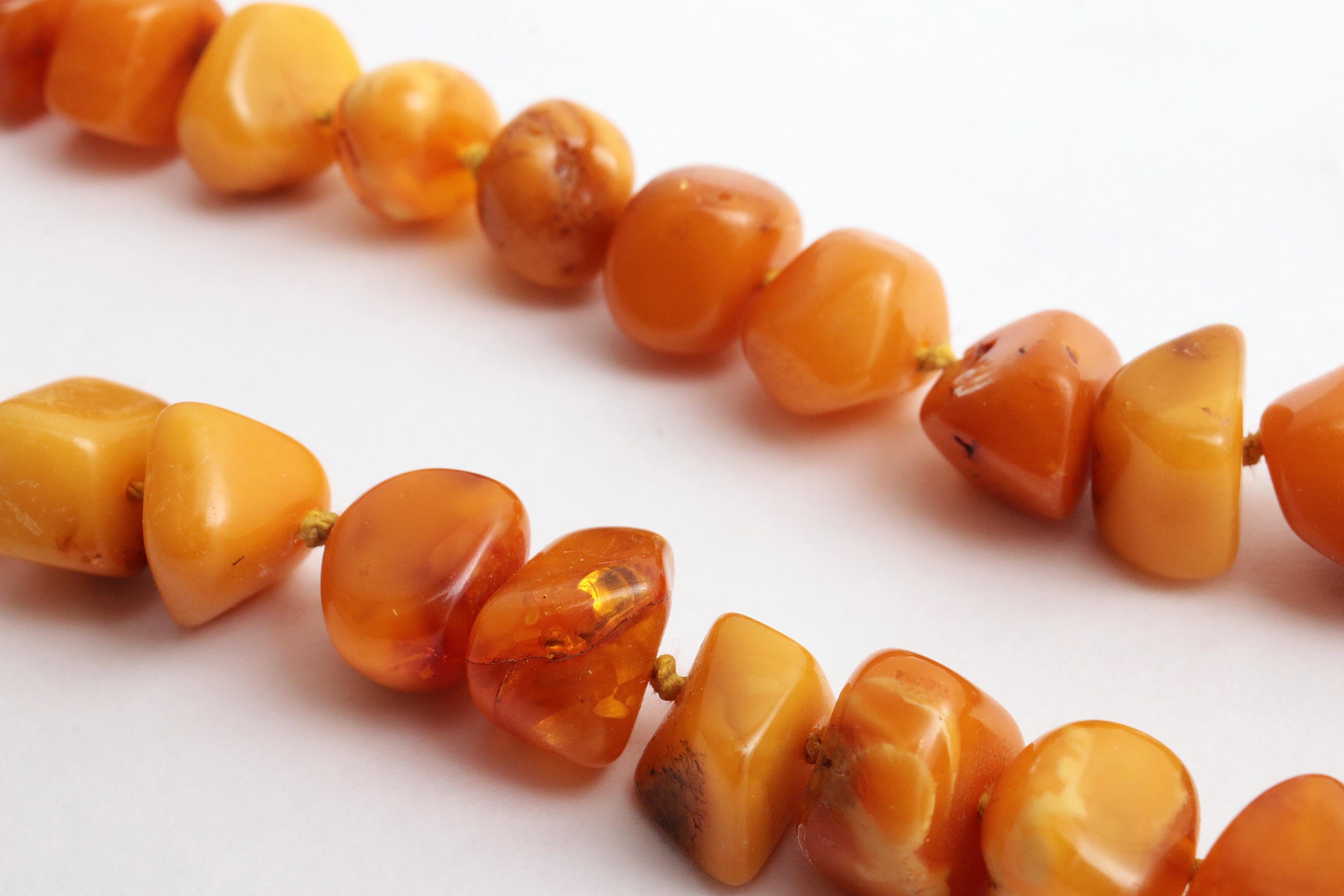 Multi-gemstone Vintage Orange Amber Beaded Necklace, 1960 For Sale