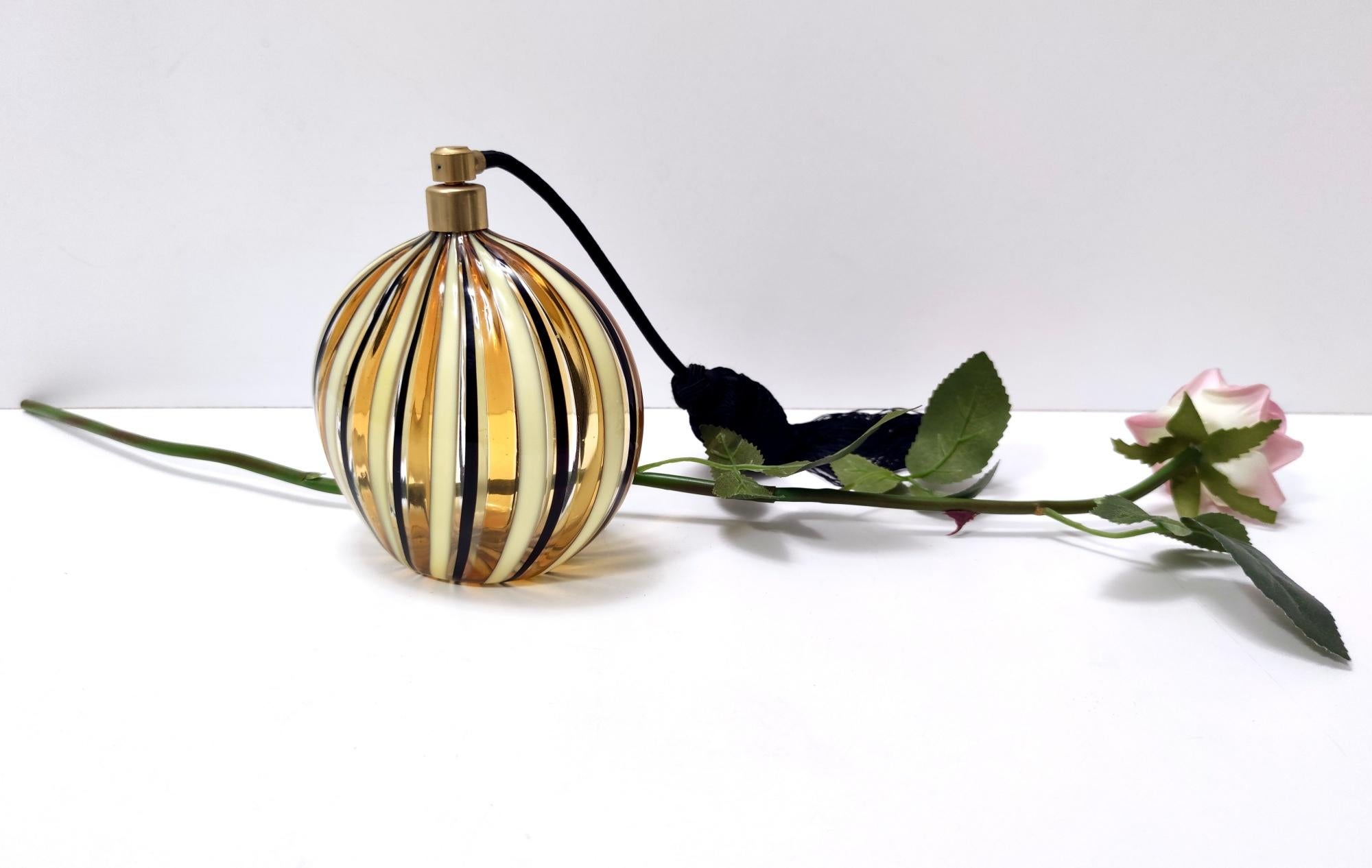 Post-Modern Vintage Orange and Black Murano Glass Perfume Bottle by La Murrina, Italy 1980s