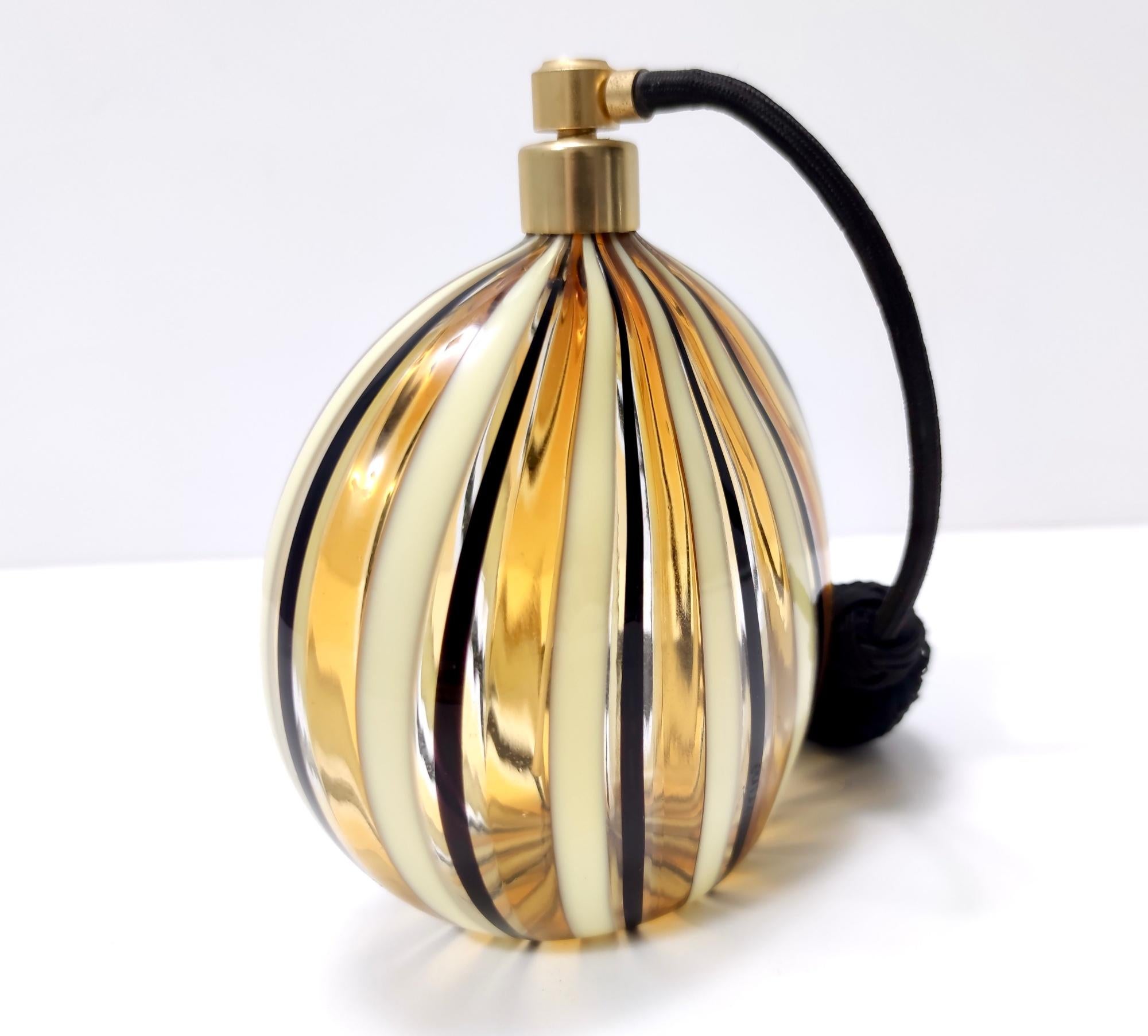 Vintage Orange and Black Murano Glass Perfume Bottle by La Murrina, Italy 1980s In Excellent Condition In Bresso, Lombardy