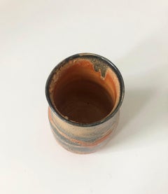 Vintage Orange and Black Studio Pottery Vase