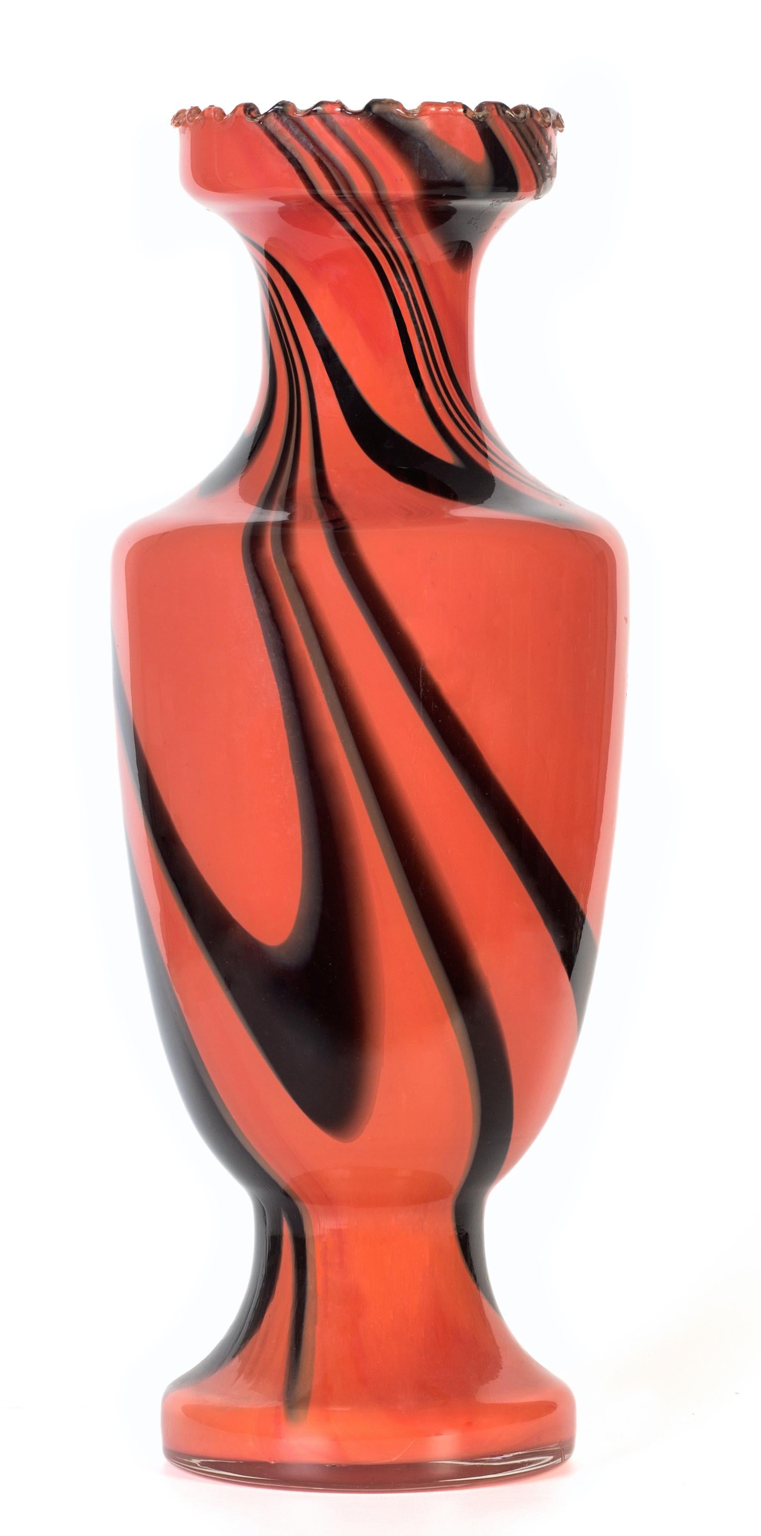 black and orange vase