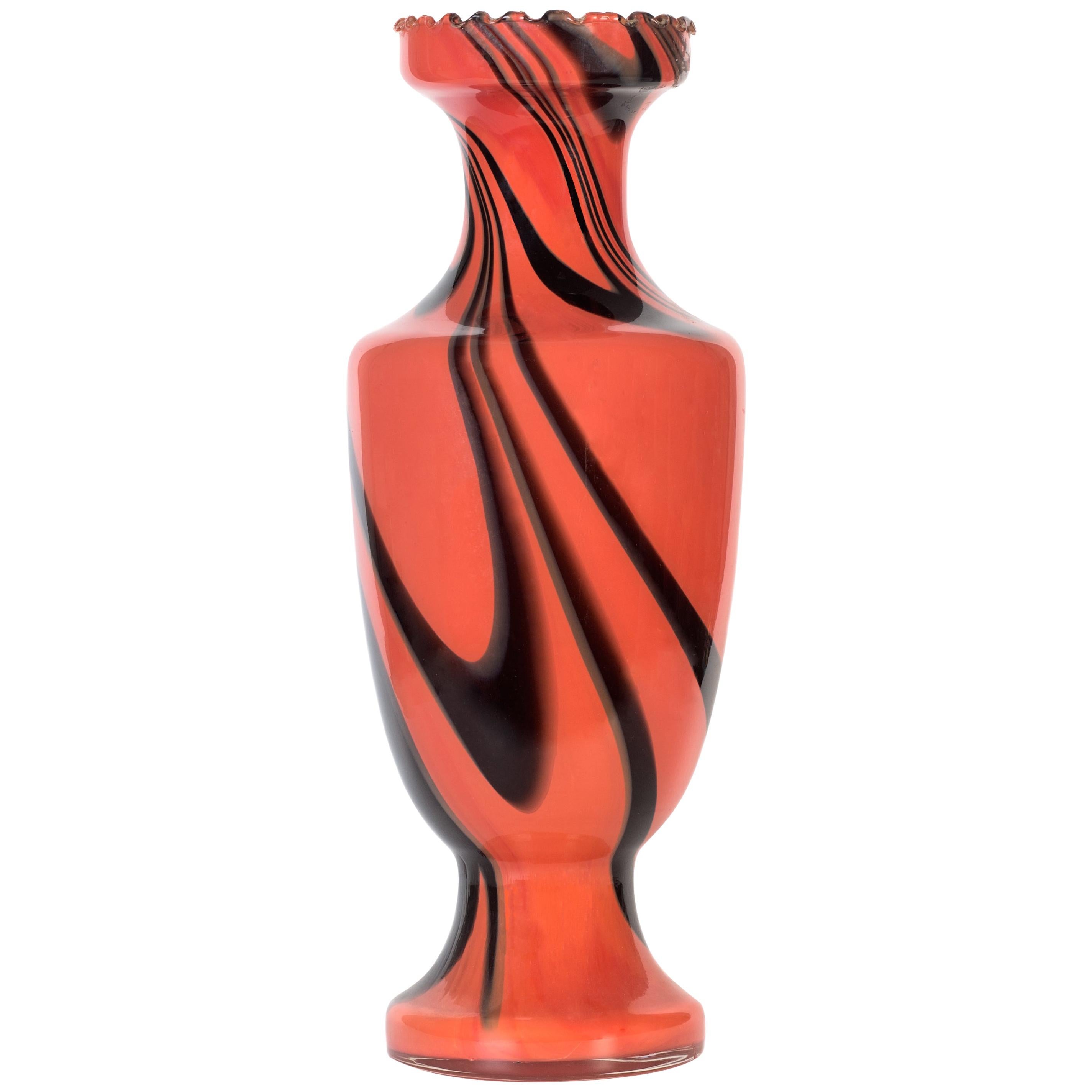 Vintage Orange and Black Vase, Italy, 1970s