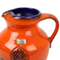 Vintage Orange and Blue Glazed West Germany Vase Carstens 116-2L