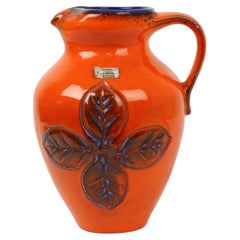 Vintage Orange and Blue Glazed West Germany Vase Carstens 116-2L