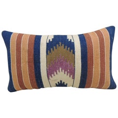 Vintage Orange and Blue Navajo Style Woven Decorative Lumbar Pillow