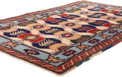 Vintage Orange and Blue Turkish Oushak Rug