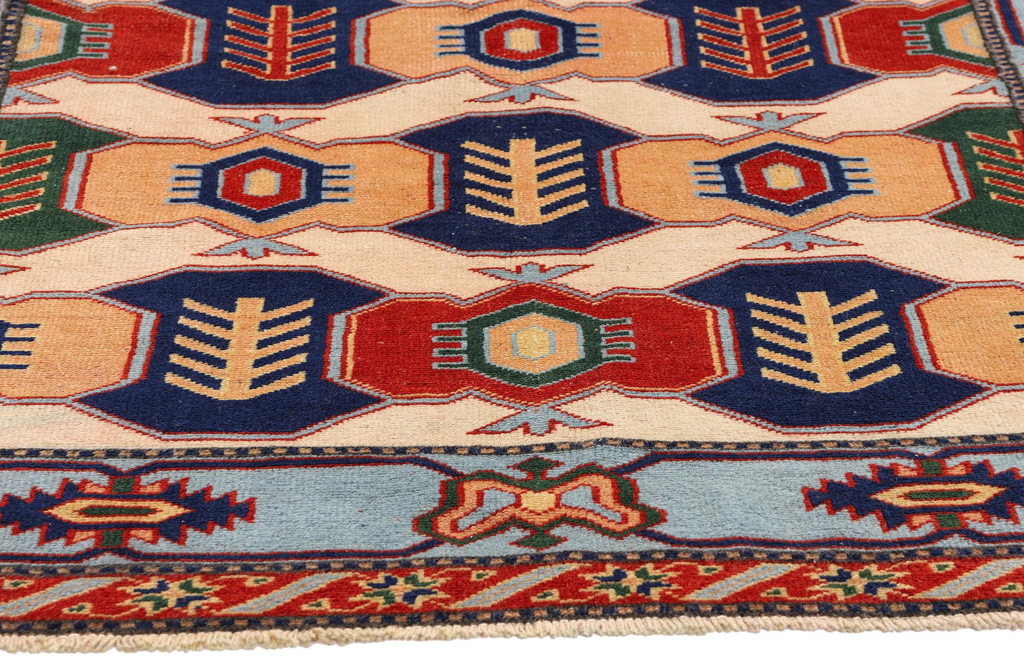 Vintage Orange and Blue Turkish Oushak Rug  In Good Condition For Sale In Dallas, TX