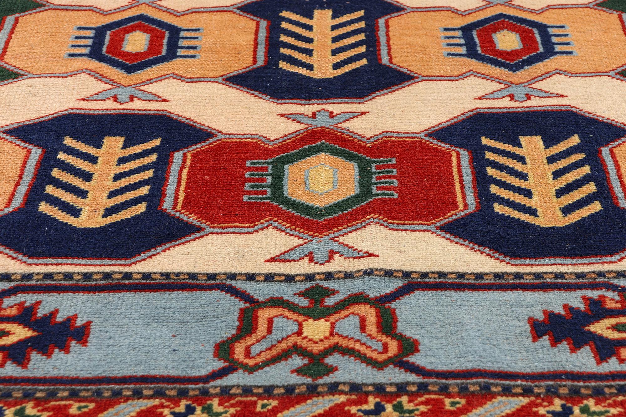 Türkischer Oushak-Teppich in Orange und Blau  (20. Jahrhundert) im Angebot