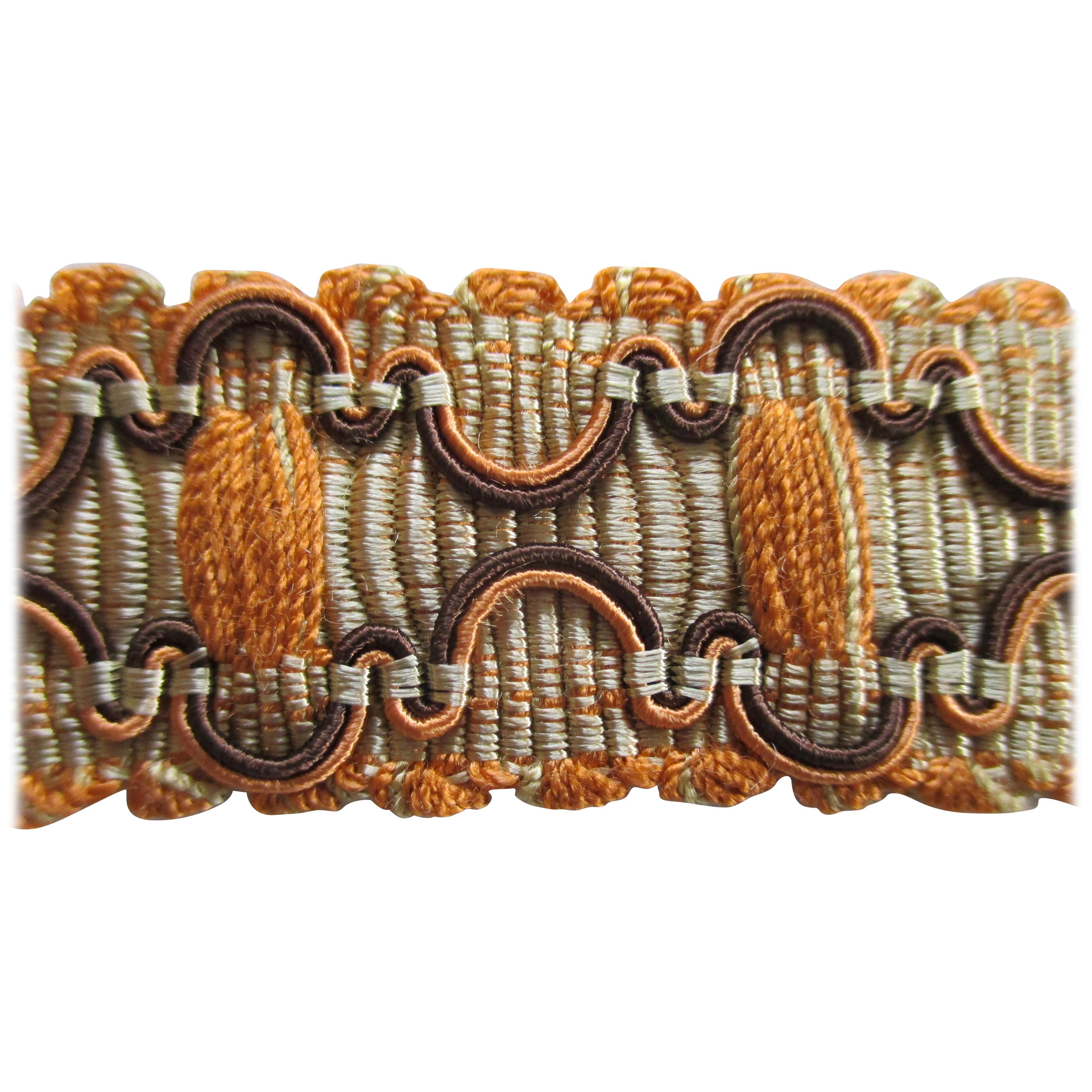 Vintage Orange and Brown Braided Gimp Silk Decorative Trim