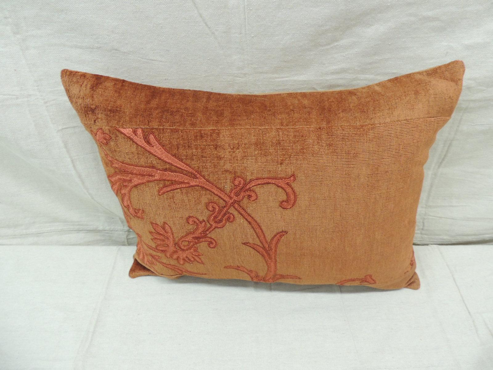 Suzani Vintage Orange and Brown Embroidery Bolster Decorative Pillow