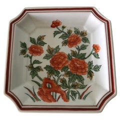 Vintage Orange and Green Ceramic Catchall Decorative Tray