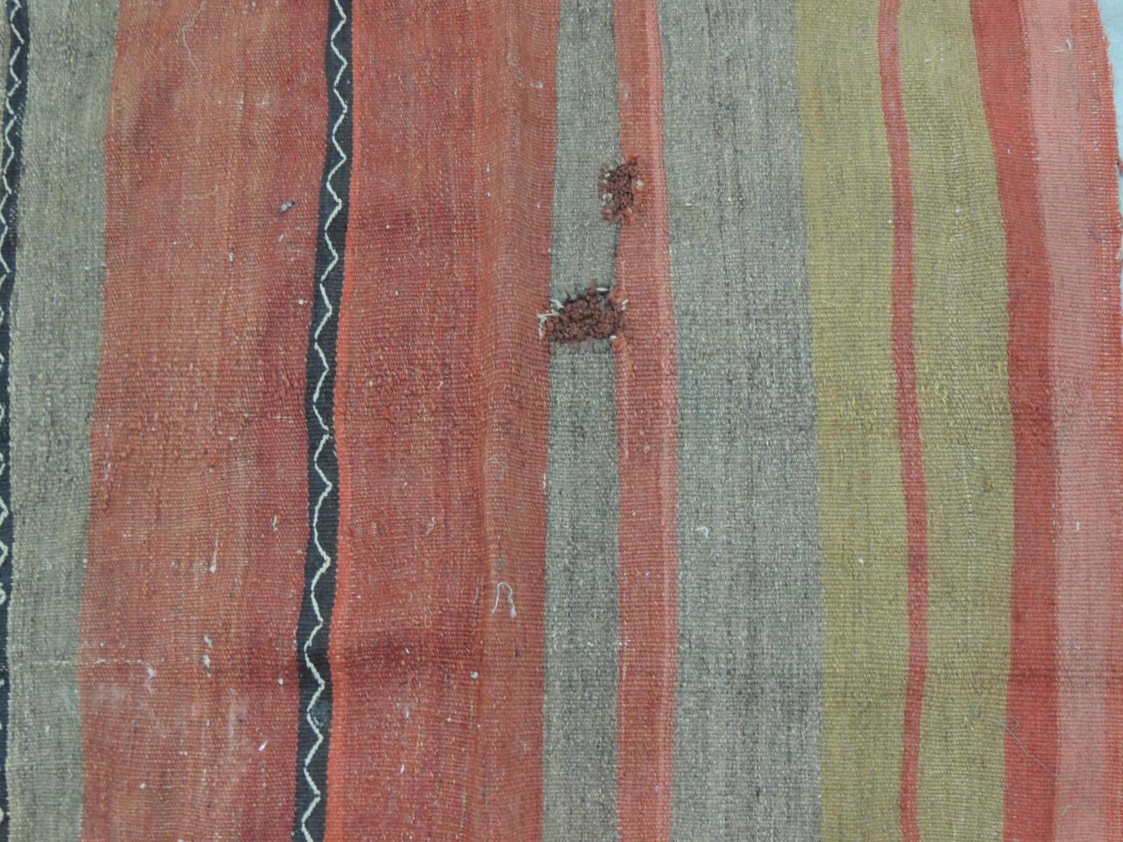 Hand-Crafted Vintage Orange and Red Kilim 