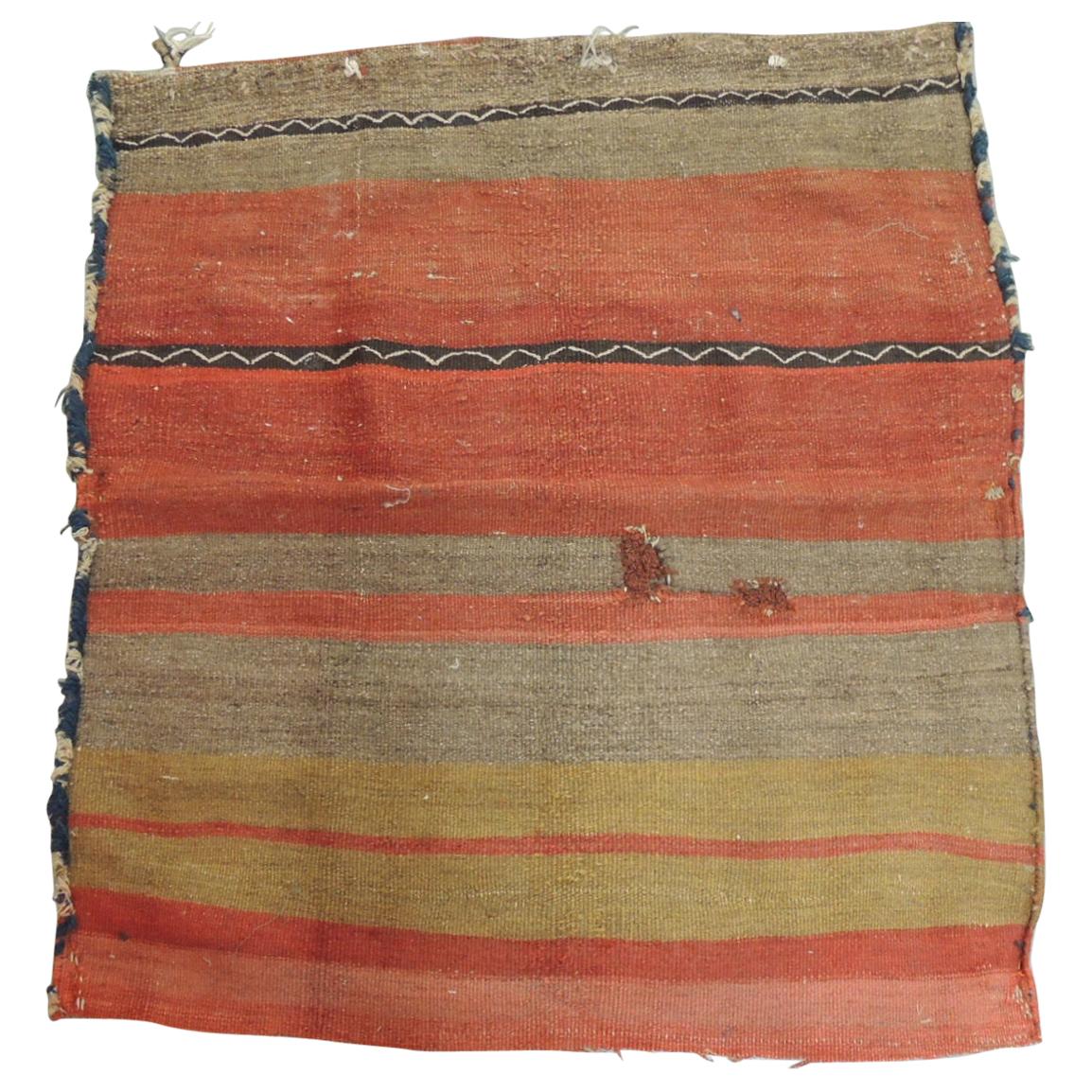Vintage Orange and Red Kilim "Mafrash" Grain Sack Fragment