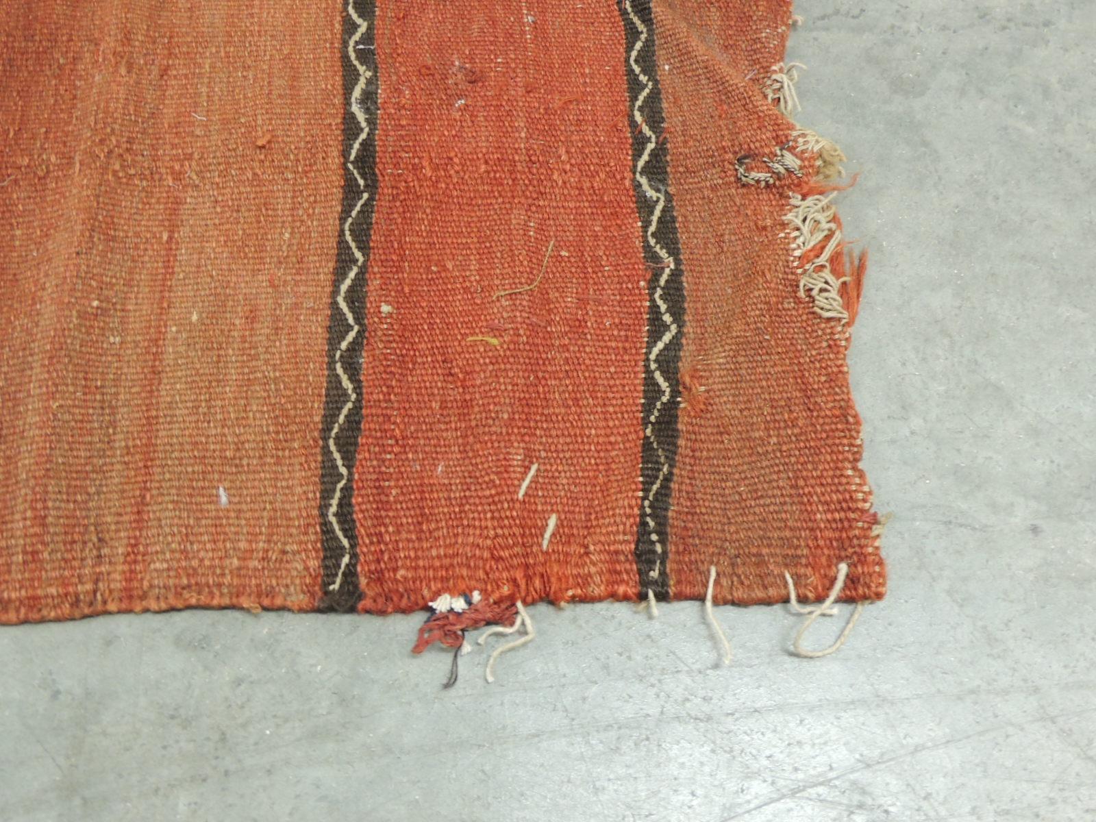 Hand-Crafted Vintage Orange and Red Kilim 