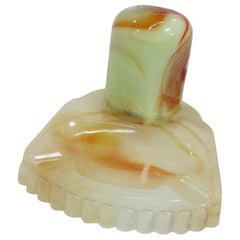 Vintage Orange and White Akro Agate Electric Lighter with Ashtray
