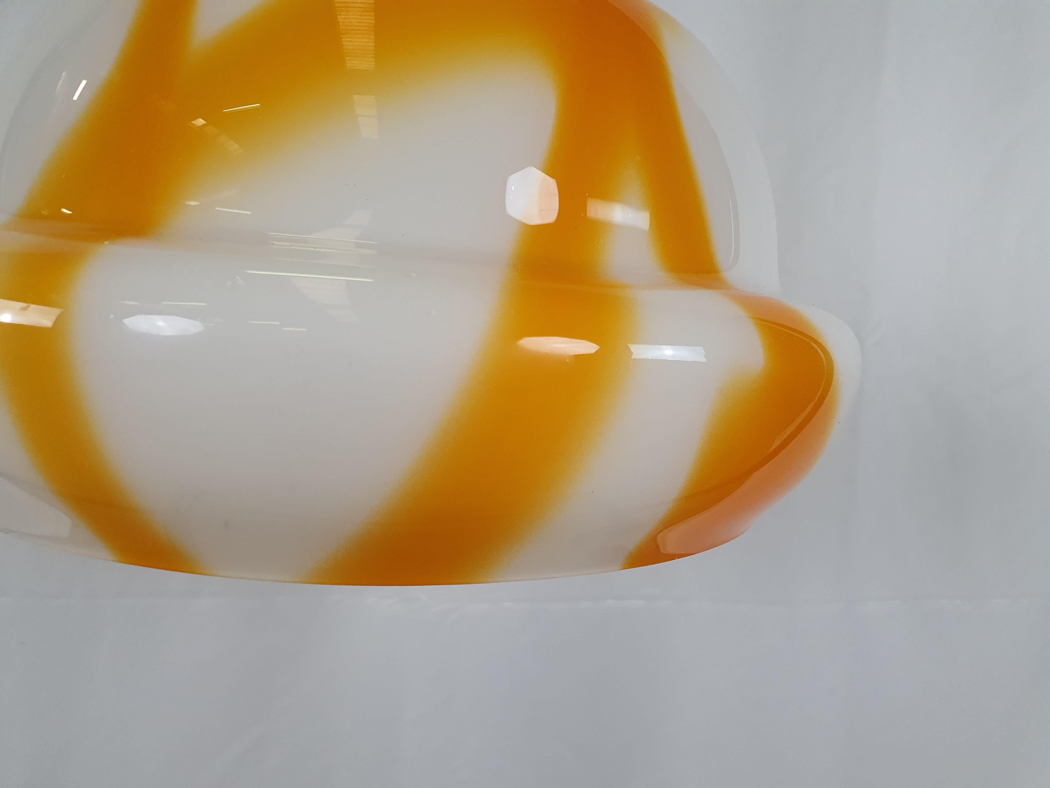 Late 20th Century Vintage Orange and White Glass Chandelier For Sale