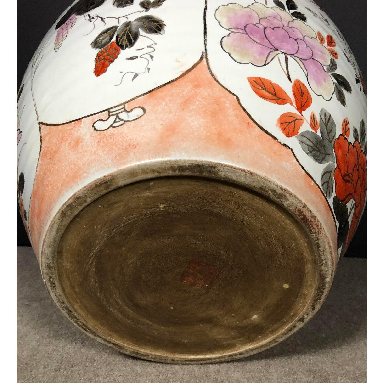 Vintage Orange and White Porcelain Japanese Fish Bowl Planter 3