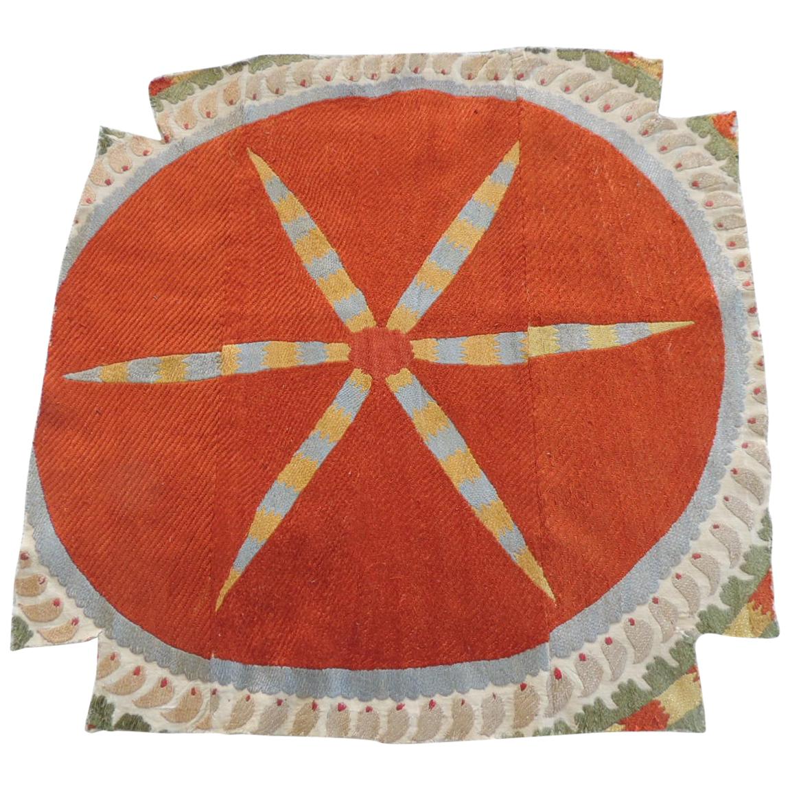 Vintage Orange and Yellow Suzani Textile Fragment
