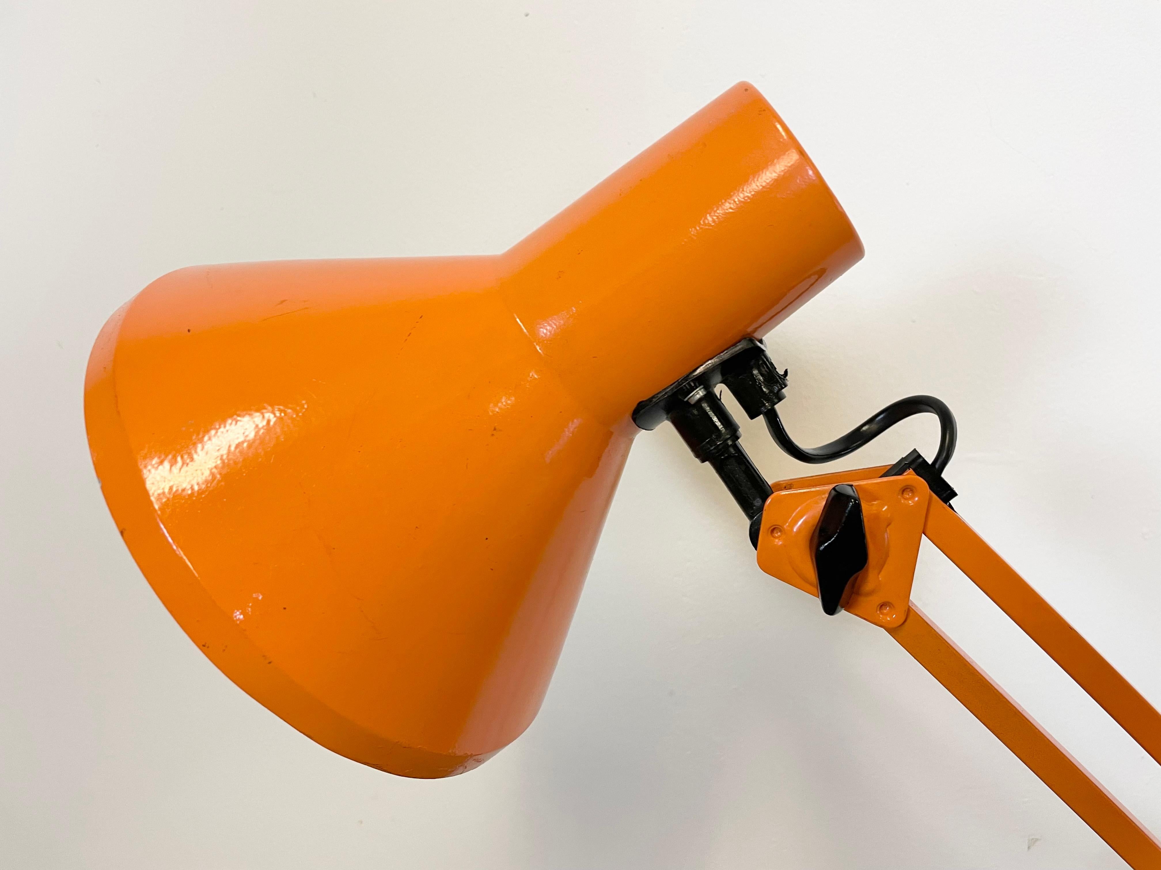 Czech Vintage Orange Architect Table Lamp, 1970s
