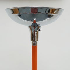 Vintage Orange Bakelite and Chromed Metal Uplighter Floor Lamp