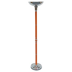 Stehlampe aus orangefarbenem Bakelit und verchromtem Metall, Vintage