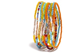 Vintage Orange Beaded Bracelet with White Gold by Allison Bryan