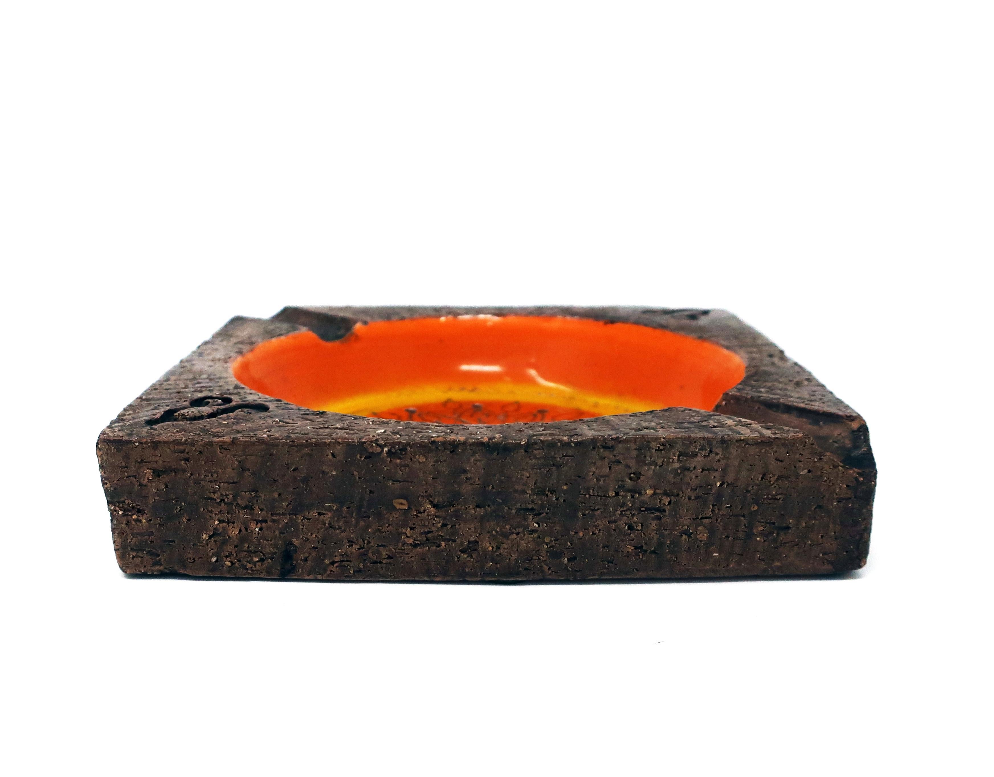 Mid-Century Modern Vintage Orange Bitossi Ceramic Ashtray