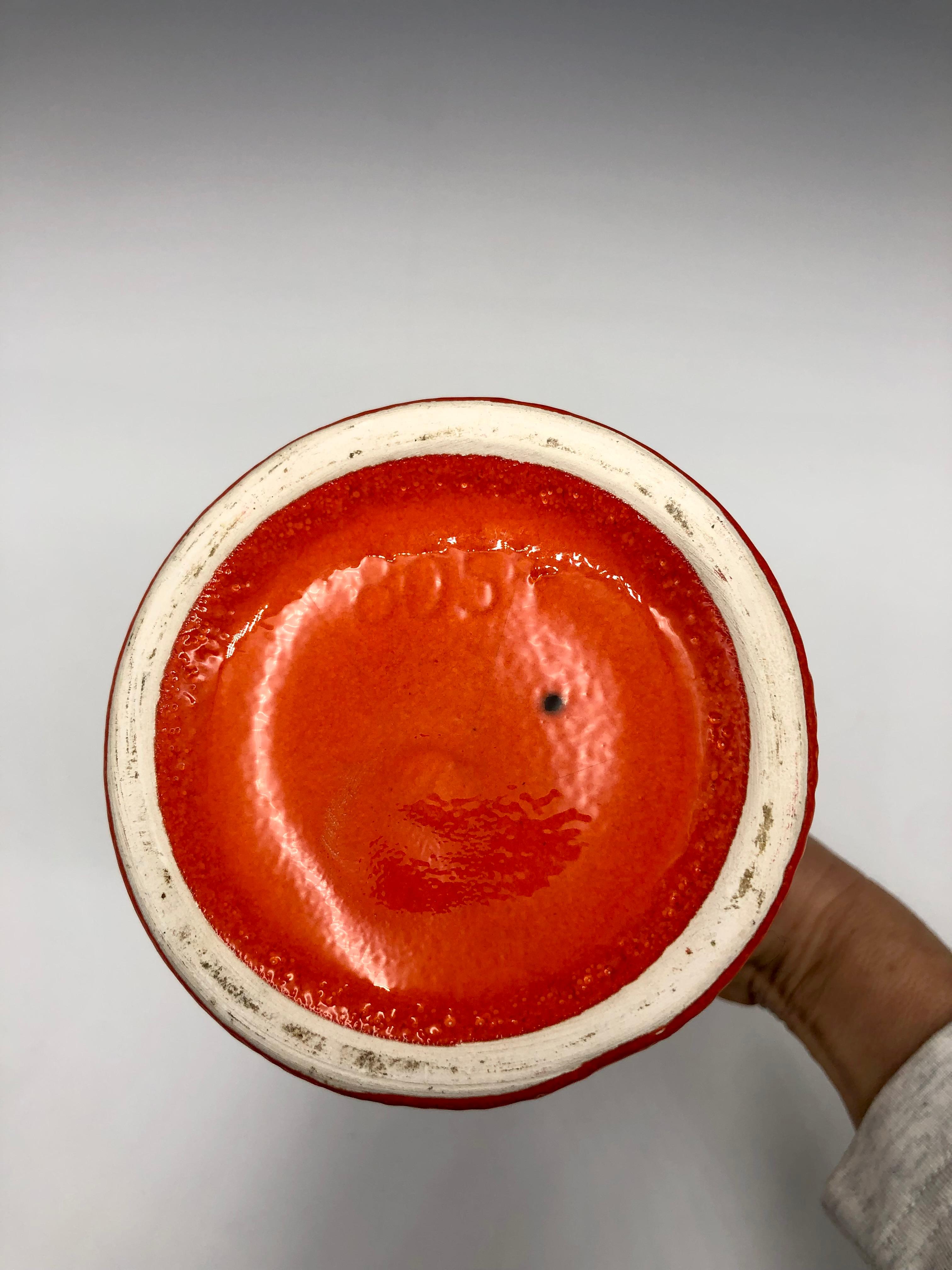 Vaso d'epoca in ceramica arancione, nera e verde acqua di Cortendorf, Germania Ovest In condizioni ottime in vendita a East Quogue, NY