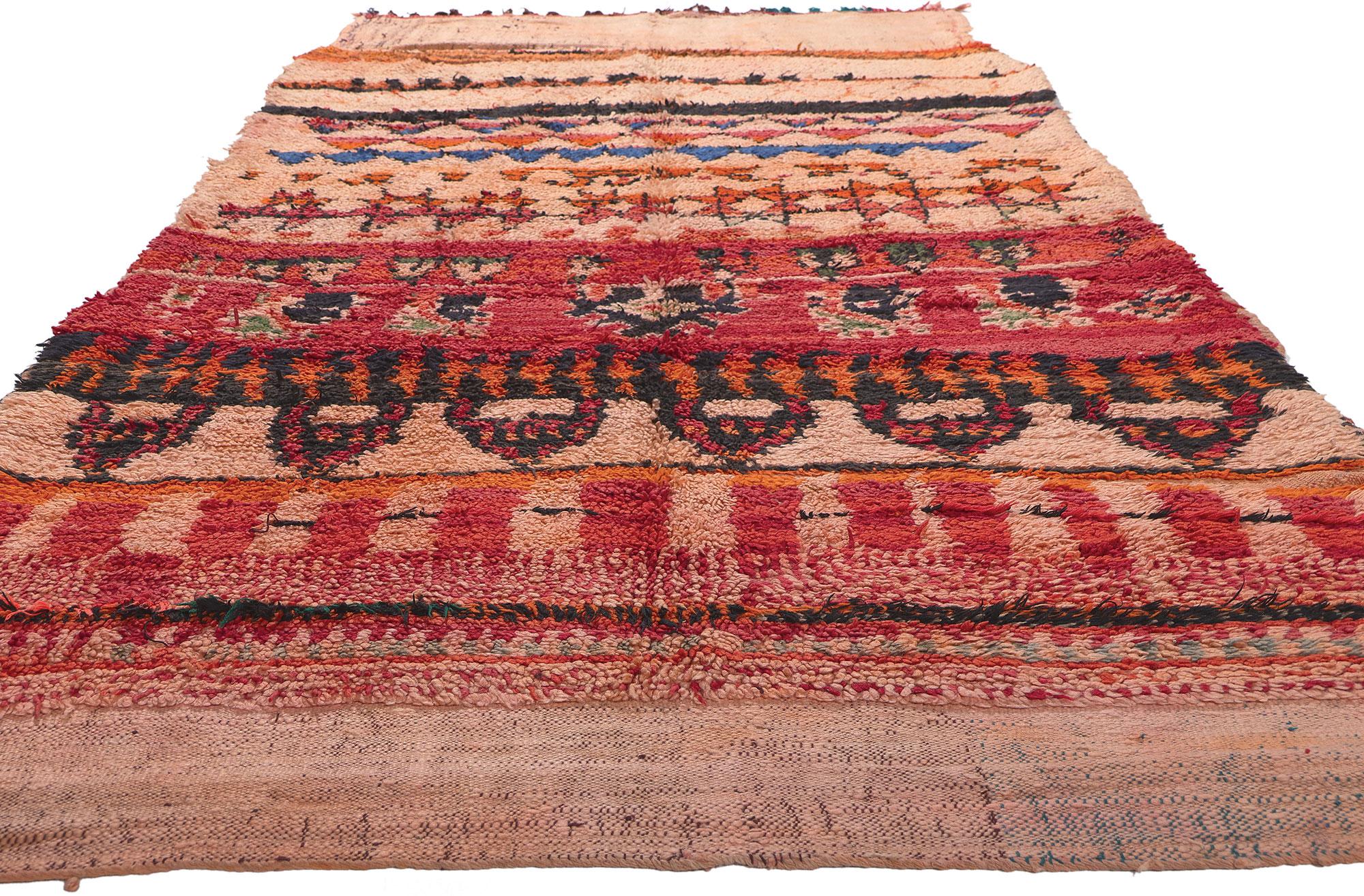 Tribal Vintage Orange Boujad Moroccan Rug, Wabi-Sabi Meets Cozy Nomad For Sale