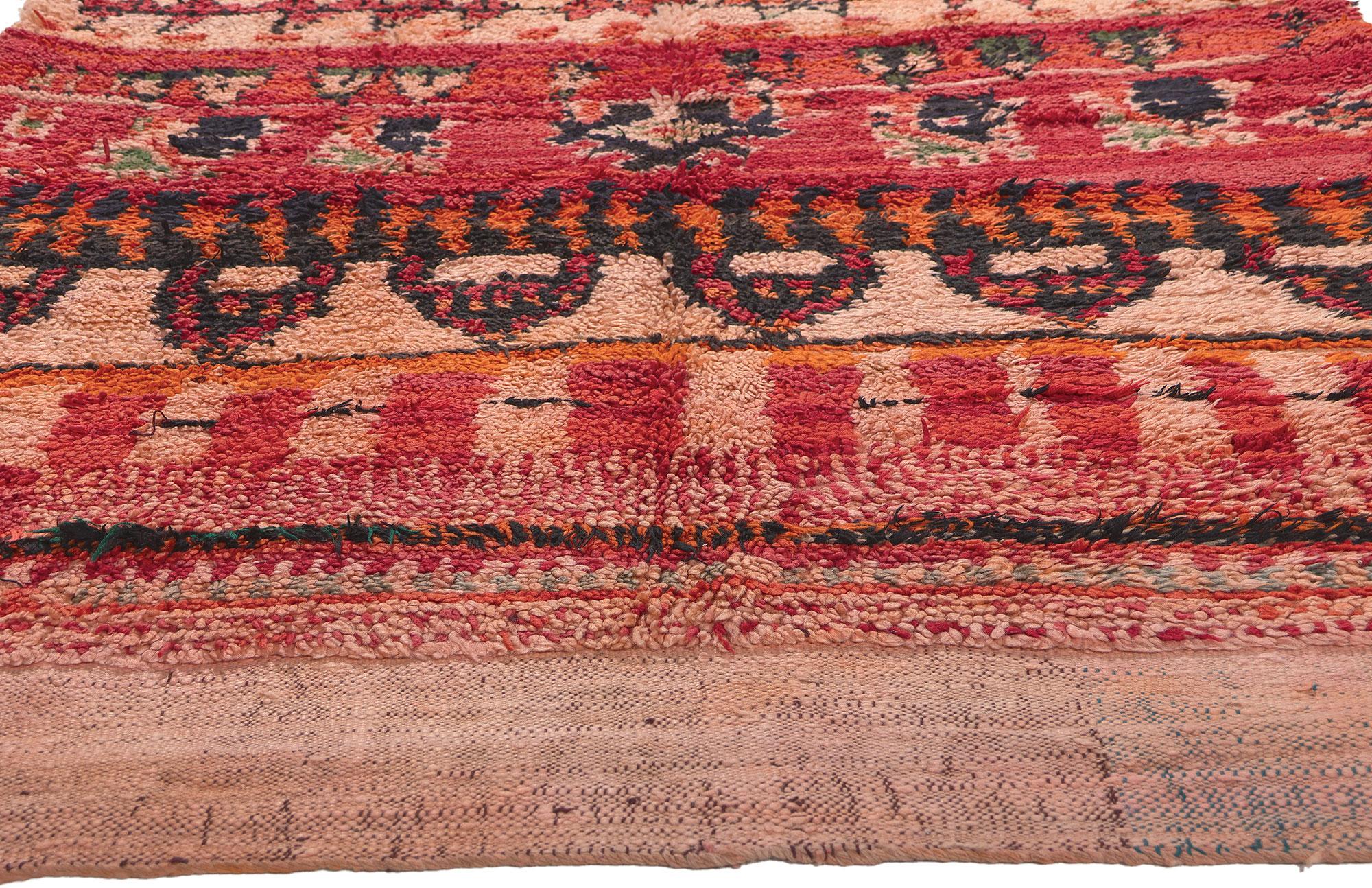 Hand-Knotted Vintage Orange Boujad Moroccan Rug, Wabi-Sabi Meets Cozy Nomad For Sale