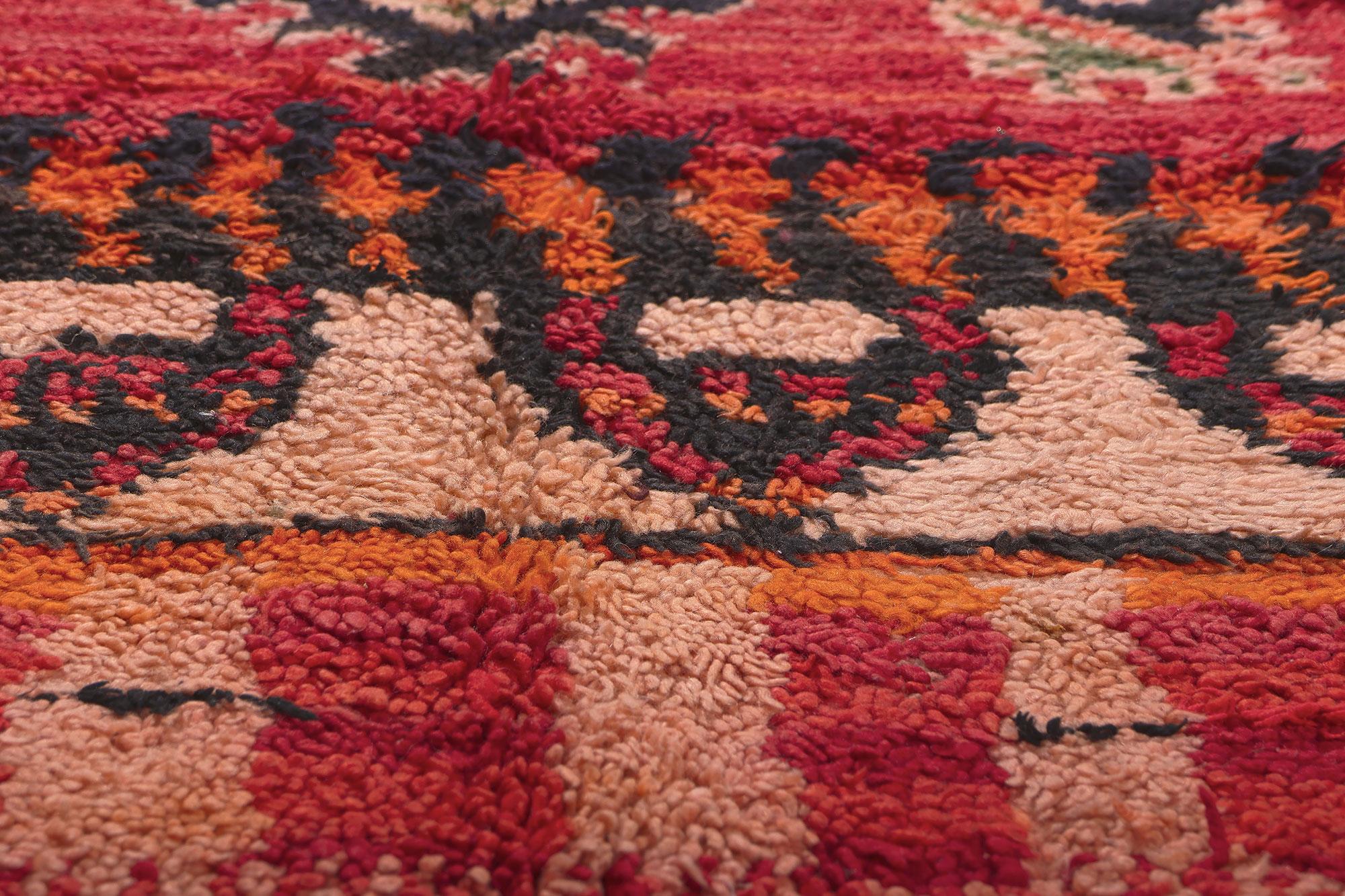 Vintage Orange Boujad Moroccan Rug, Wabi-Sabi Meets Cozy Nomad In Good Condition For Sale In Dallas, TX