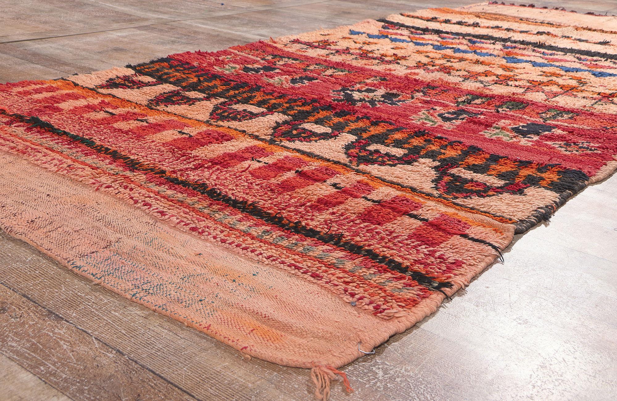 Wool Vintage Orange Boujad Moroccan Rug, Wabi-Sabi Meets Cozy Nomad For Sale