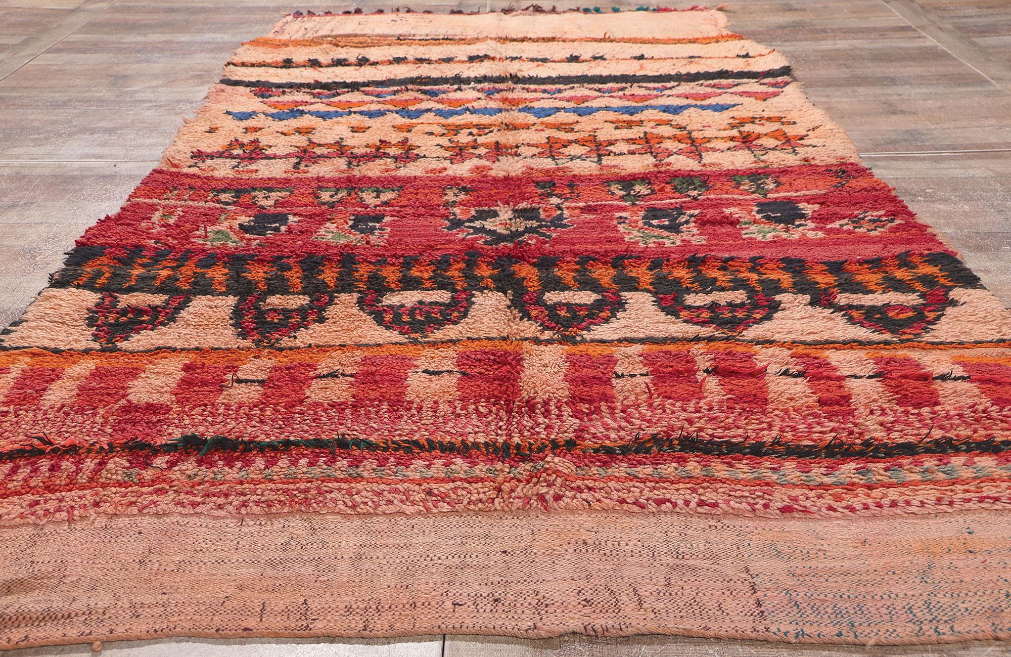 Vintage Orange Boujad Moroccan Rug, Wabi-Sabi Meets Cozy Nomad For Sale 1
