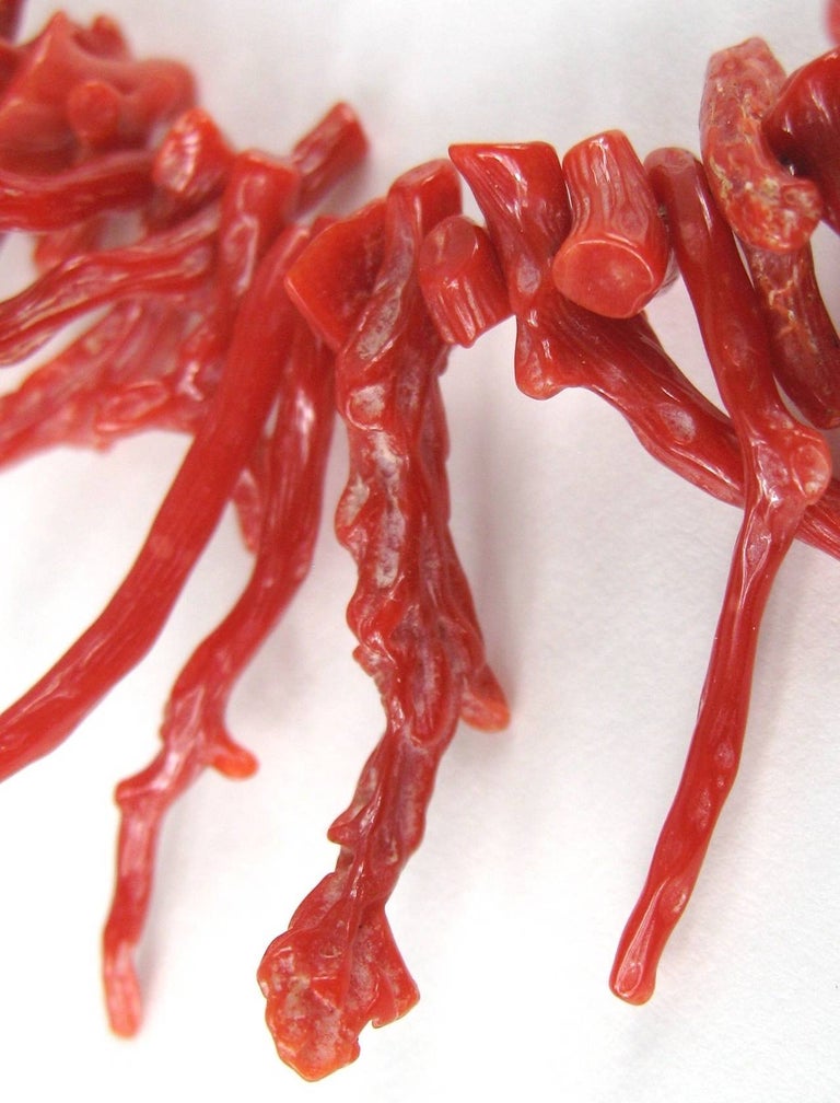 VIntage Orange Branch Coral Necklace For Sale at 1stdibs