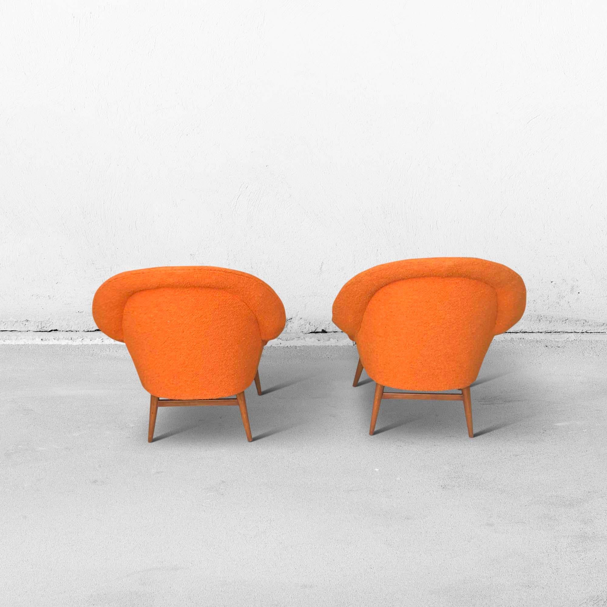 Space Age Vintage Orange Bucket Seats or Cocktail Chairs, 1960s For Sale