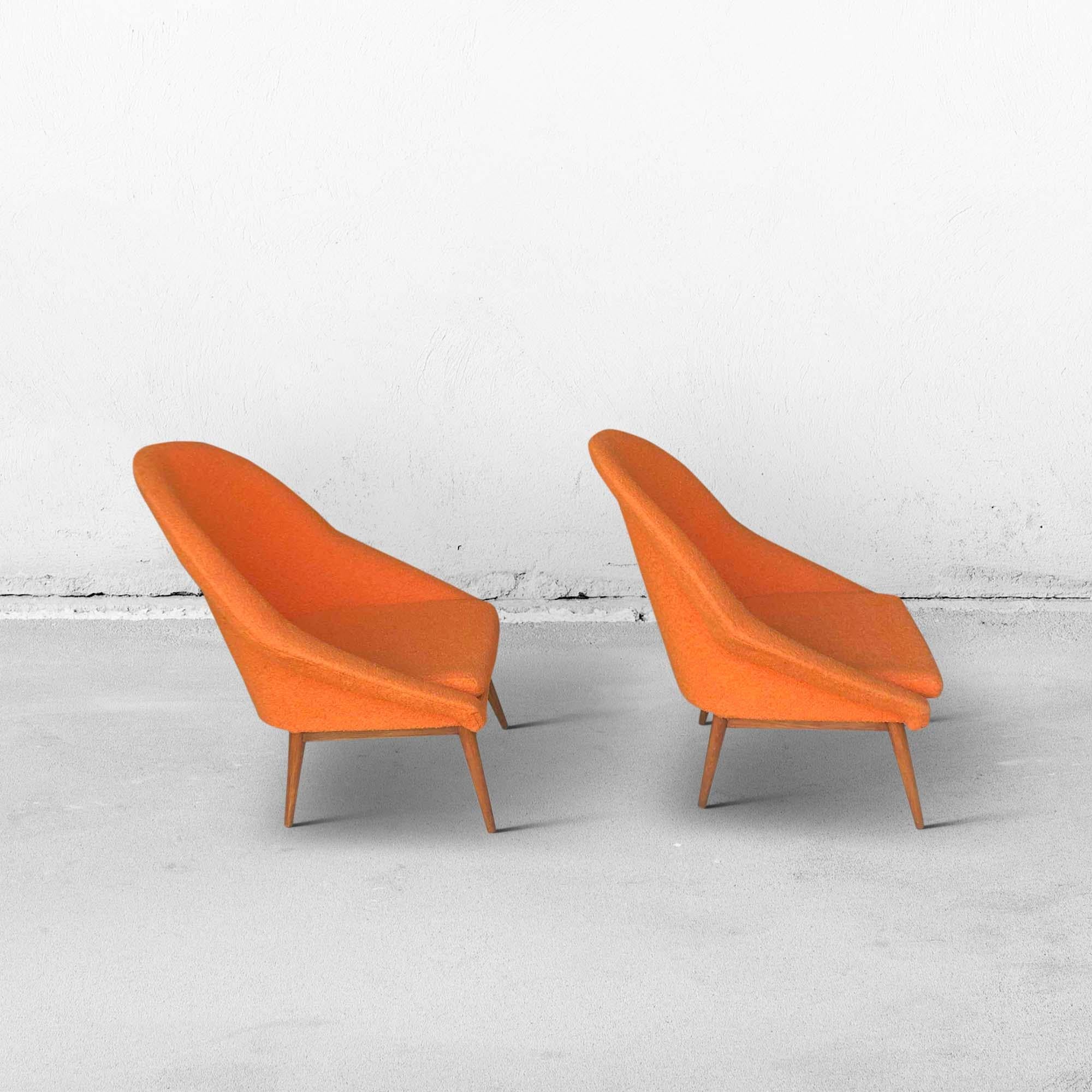 Allemand Chaises ou fauteuils de cocktail orange vintage, années 1960 en vente