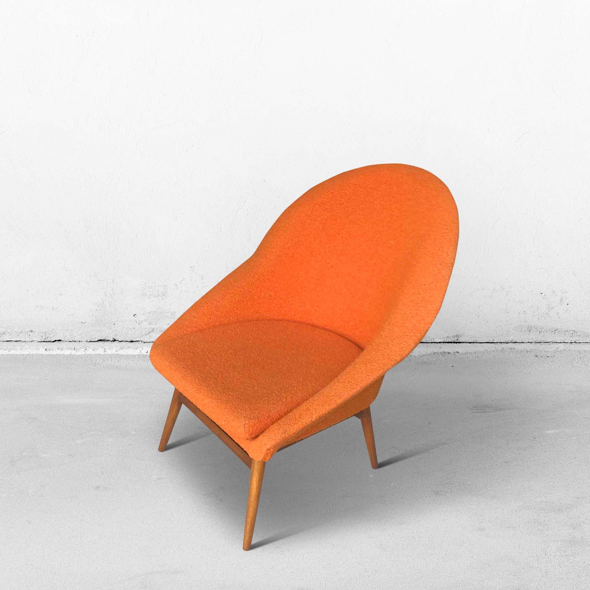 Wool Vintage Orange Bucket Seats or Cocktail Chairs, 1960s For Sale