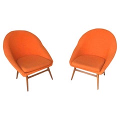 Retro Orange Bucket Seats or Cocktail Chairs, 1960s