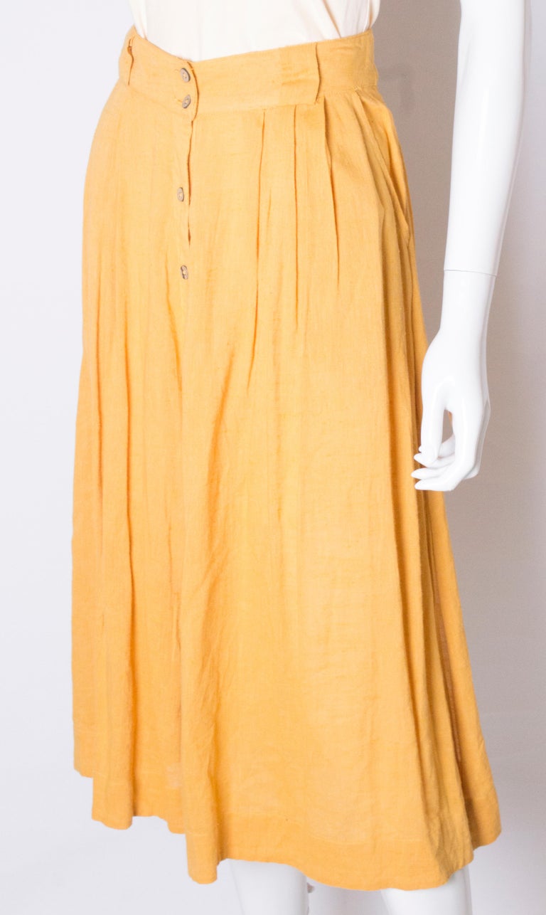 Vintage Orange Button Through Summer Skirt For Sale at 1stDibs
