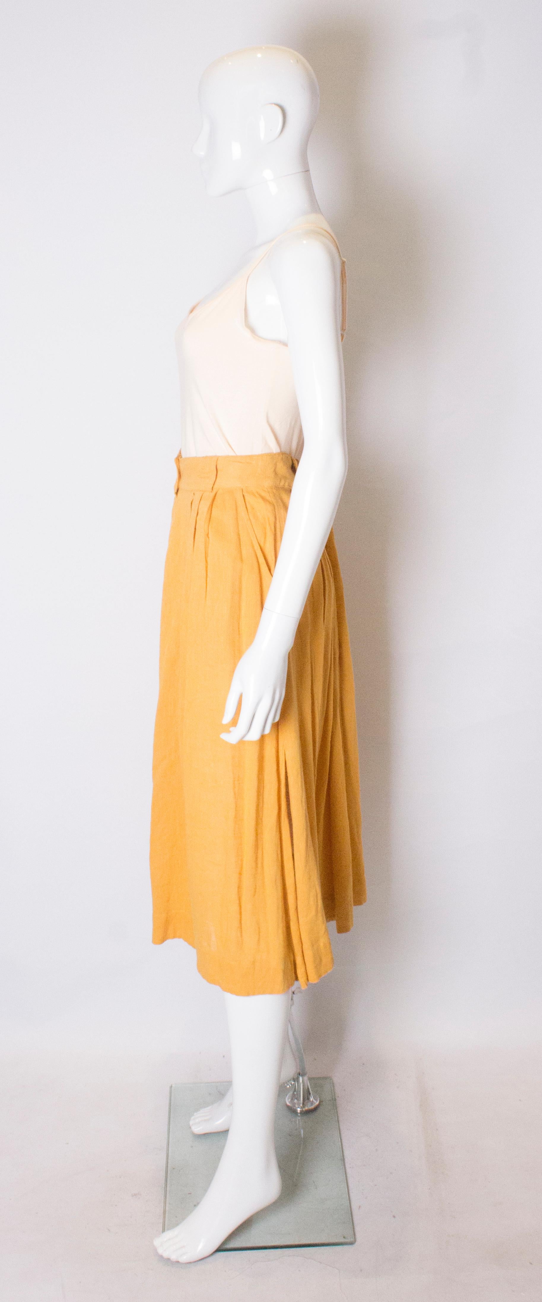 Women's Vintage Orange Button Through Summer Skirt For Sale